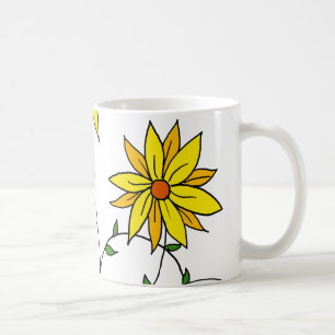 Fun Cheerful Yellow Flowers Doodle Art Coffee Mug