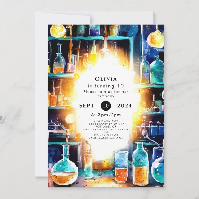  Fun Chemistry Scientist Birthday Invitation (Front)