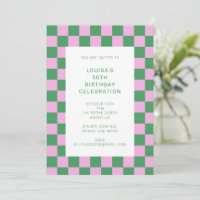 Fun Chequerboard Pink Green Geometric Birthday