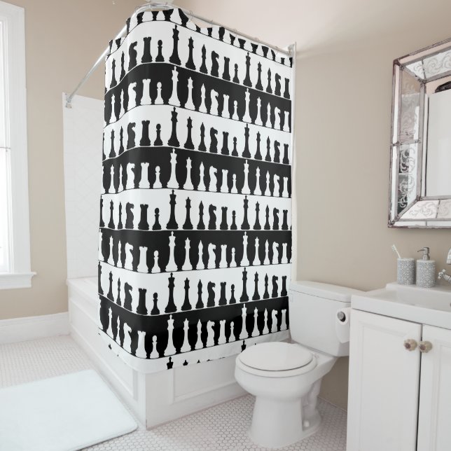 Fun Chess Game Shower Curtain (In Situ)