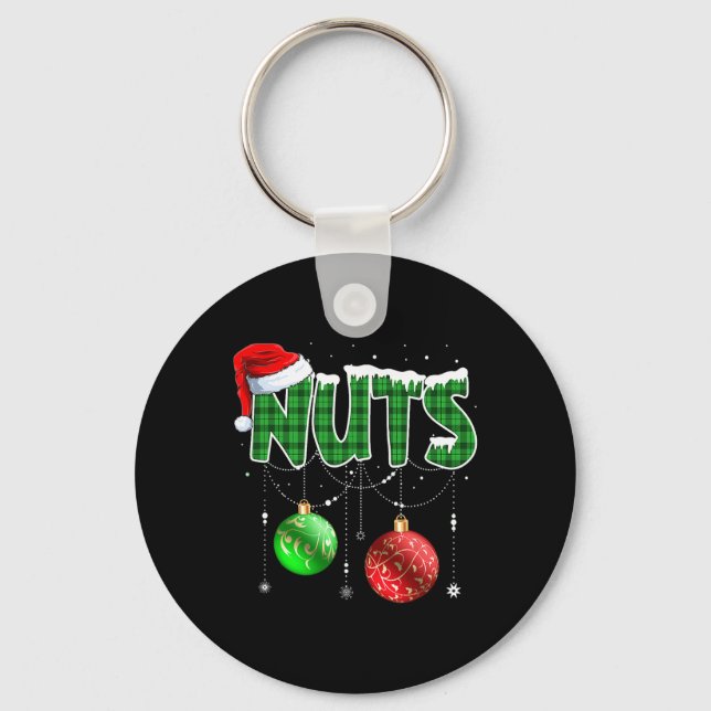 Fun Chest Nuts Christmas Matching Couple Chestnuts Keychain (Front)