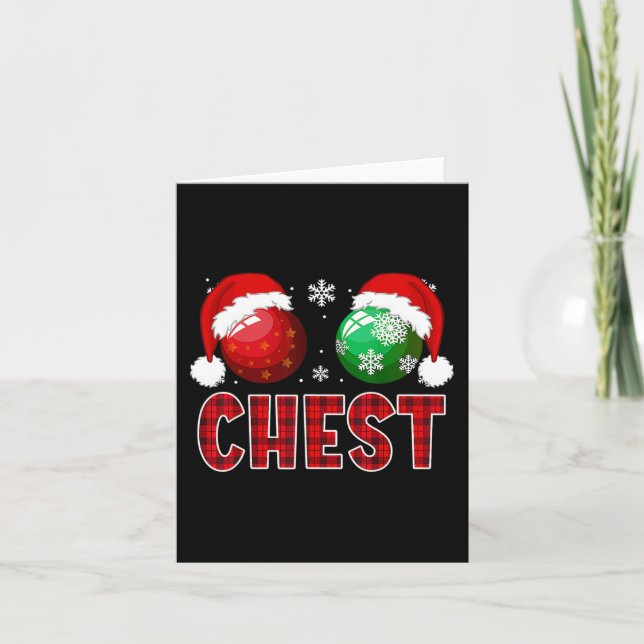 Fun Chest Nuts Christmas Shirt Matching Couple Che Card (Front)