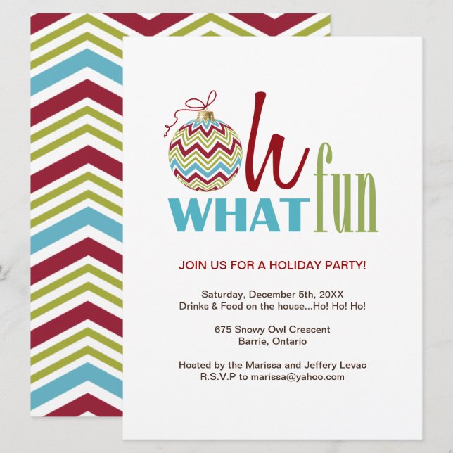 Fun Chevron Christmas Party Invitation (Front/Back)