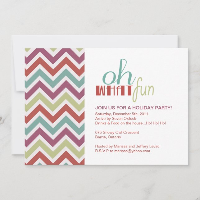 Fun Chevron Christmas Party Invitation (Front)