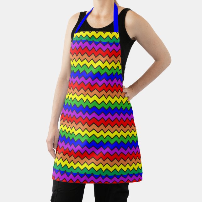 Fun Chevron Rainbow Colourful Apron (Insitu)