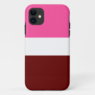 Fun Chic Bright Pink Deep Red White Stripes iPhone 11 Case