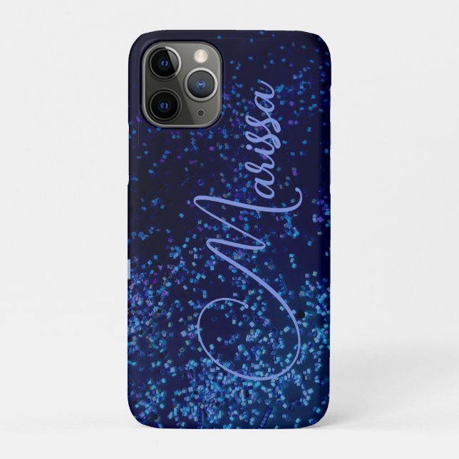 Fun Chic Personalized Blue Confetti    Case-Mate iPhone Case (Back)