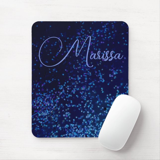 Fun Chic Personalized Confetti Blue Mouse Pad (With Mouse)