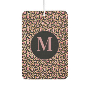 Fun Chic Pink Black Gold Cheetah/Leopard Monogram Air Freshener