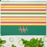 Fun Chic Stripe Stylish Custom Monogram Last Name Kitchen Towel<br><div class="desc">Chic Stripe Modern Stylish Kitchen towel with Monogram Initial and Last Name. These unique kitchen towels are a perfect gift to celebrate a birthday, retirement, anniversary, housewarming party, wedding gift, etc…A fun way to celebrate any occasion. Pair it with a bottle of wine and it makes a great gift for...</div>