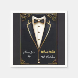 Fun Chic Suit Award Men Adult Tuxedo 18th Birthday Napkin