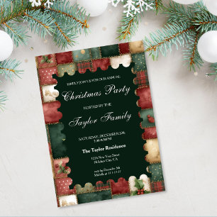 Fun Chic Winter Greenery Christmas Party Invitation