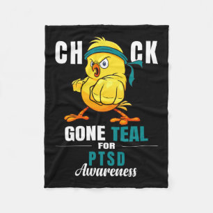 Fun Chick Gone Teal Ribbon Chicken Warrior Ptsd Aw Fleece Blanket