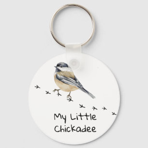 Fun Chickadee Cute little Bird Tracks  Keychain