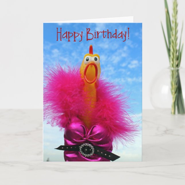 Fun Chicken Happy Birthday Greeting Card! Card (Front)