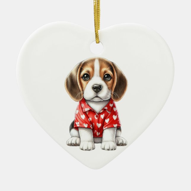 Fun chien Beagle personnalisé Ornement Saint-Valen (Devant)
