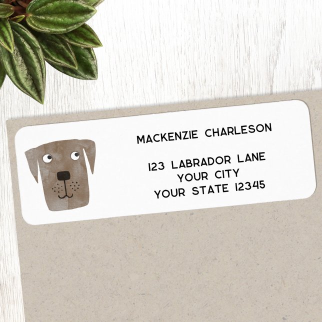 Fun Chien Brown Adresse de retour personnalisée (Fun Chocolate Labrador Retriever dog personalized return address label)