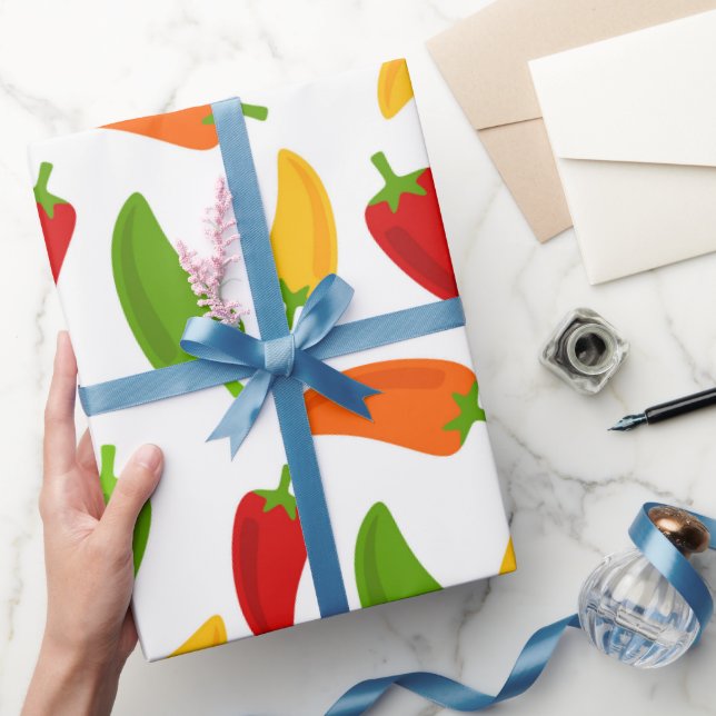 Fun Chili peppers pattern Fiesta party wrap Wrapping Paper (Gifting)