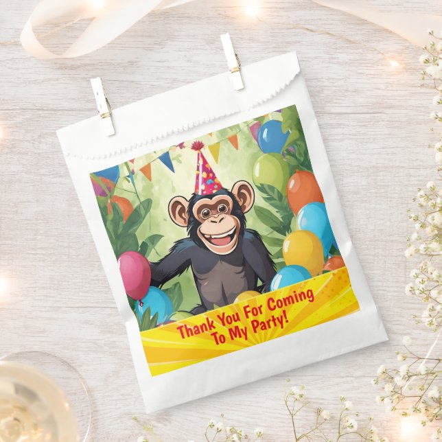 Fun Chimpanzee Kid's Wild Jungle Birthday Favour Bag (Clipped)