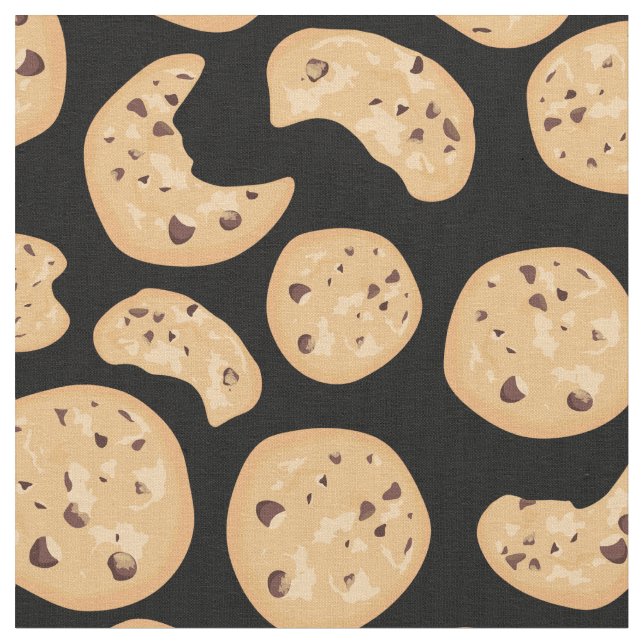 Fun Chocolate Chip Cookies Pattern Fabric (Close Up)