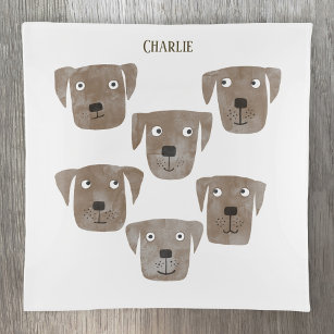 Fun Chocolate Labrador Retriever Dog Custom Name Trinket Trays