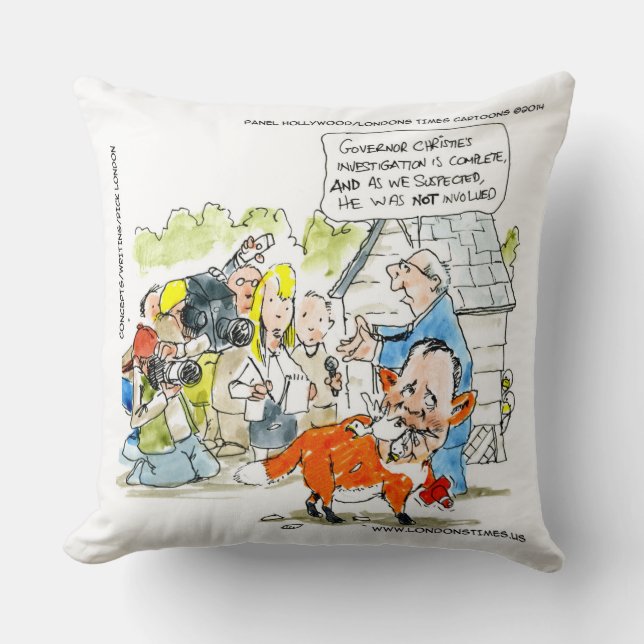 Fun Chris Christie Like A Fox Cotton Throw Pillow (Front)