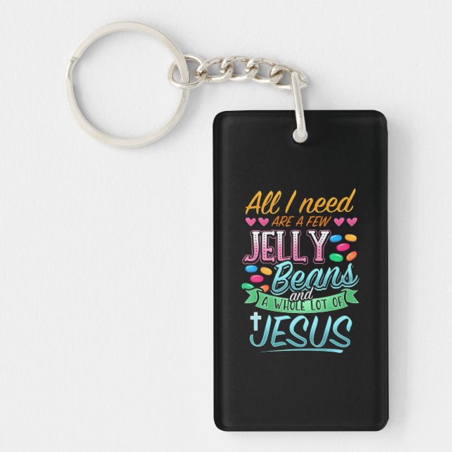 Fun Christian Jelly Bean Candy Lover Easter Jesus Keychain (Front)