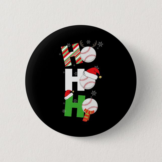 Fun Christmas Baseball Pyjamas Player Matching Tea 2 Inch Round Button (Front)