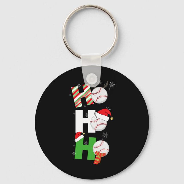 Fun Christmas Baseball Pyjamas Player Matching Tea Keychain (Front)