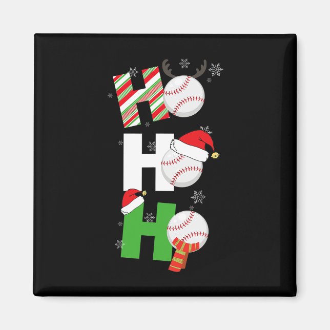 Fun Christmas Baseball Pyjamas Player Matching Tea Magnet (Front)