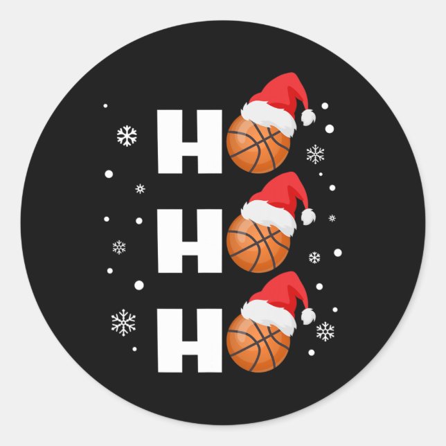 Fun Christmas Basketball Player Ho Ho Ho Sports Fa Classic Round Sticker (Front)