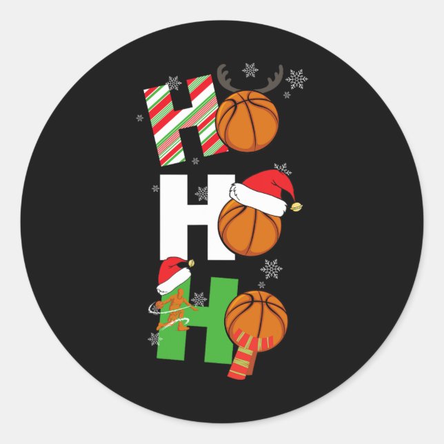 Fun Christmas Basketball Pyjamas Player Matching C Classic Round Sticker (Front)