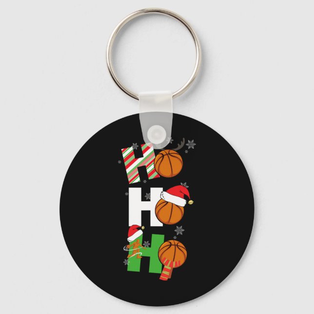 Fun Christmas Basketball Pyjamas Player Matching C Keychain (Front)