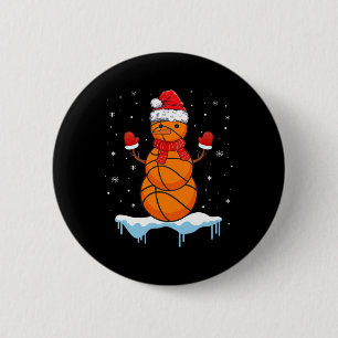 Fun Christmas Basketball Santa Snowman  2 Inch Round Button