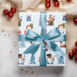 Fun Christmas Blue Red Gnomes  Wrapping Paper<br><div class="desc">This design may be personalized by choosing the customize further option. You may also transfer onto other items. Contact me at colorflowcreations@gmail.com or use the chat option at the top of the page if you wish to have this design on another product or need assistance. See more of my designs...</div>