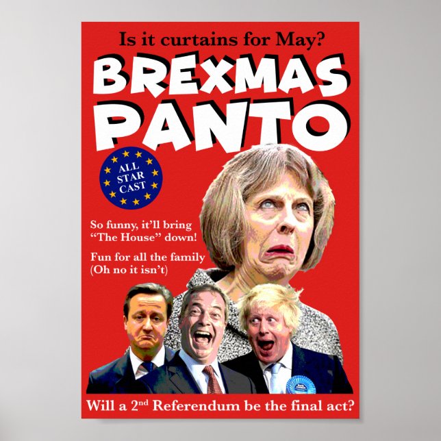 Fun Christmas BREXIT Pantomime poster parody: (Front)