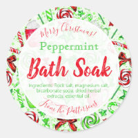 Fun Christmas Candy Cane Bath Bomb Salt Soak Label