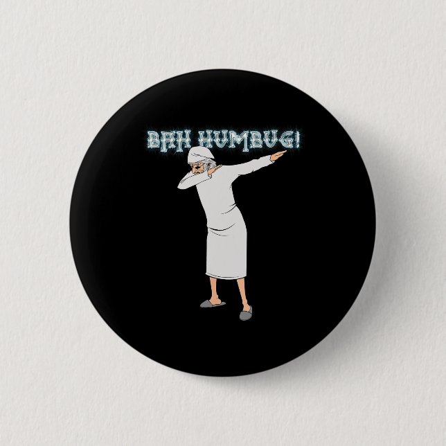 Fun Christmas Carol Dabbing Scrooge Nightgown Bah  2 Inch Round Button (Front)