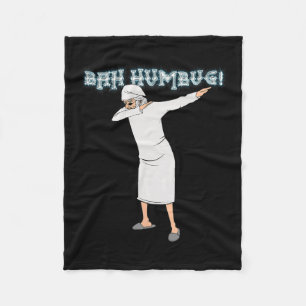 Fun Christmas Carol Dabbing Scrooge Nightgown Bah  Fleece Blanket