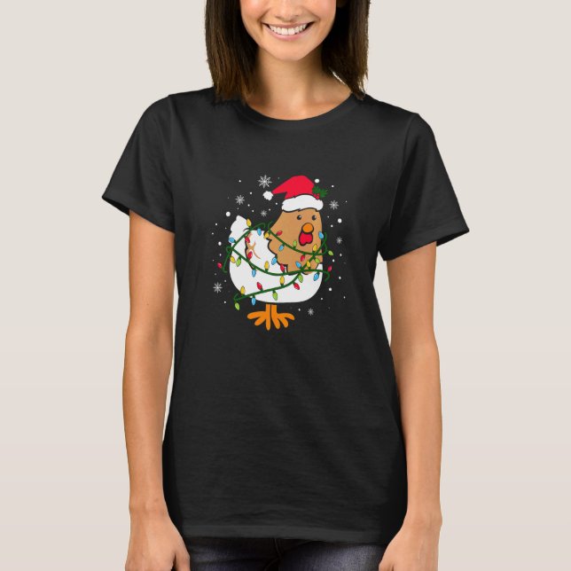 Fun Christmas Chicken Lights T-Shirt (Front)