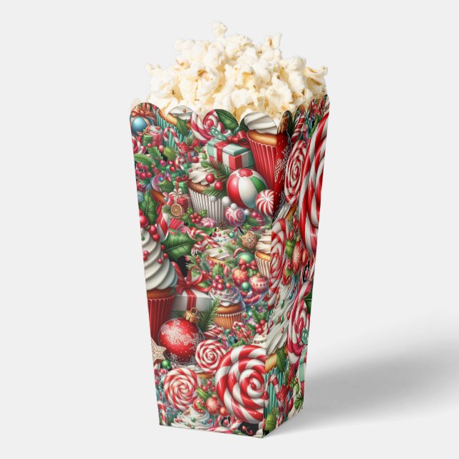 Fun Christmas Cupcakes Red Stripe Canes Favor Box (Popped)