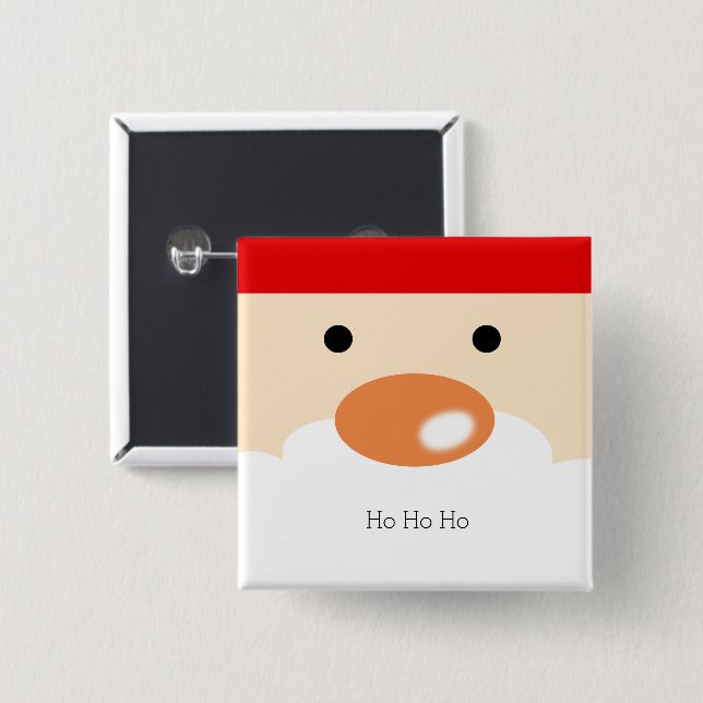 Fun Christmas Cute Minimal Santa Face 2 Inch Square Button (Front & Back)