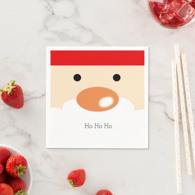 Fun Christmas Cute Minimal Santa Face Napkin (Insitu)