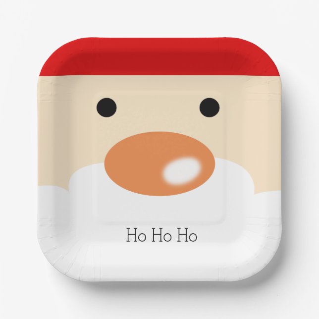Fun Christmas Cute Minimal Santa Face Paper Plate (Front)