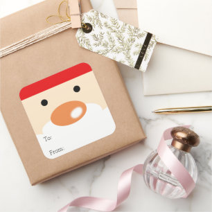 Fun Christmas Cute Minimal Santa Face Square Sticker