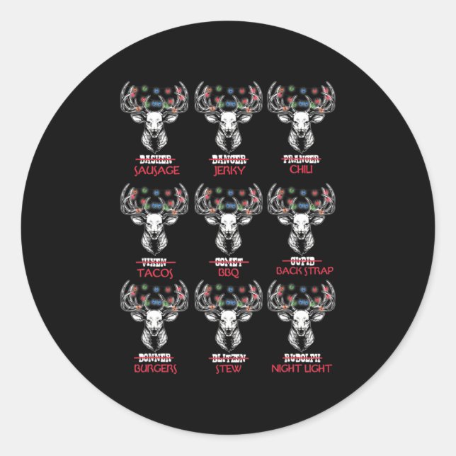 Fun Christmas Deer Bow Hunting Santa Men Women Hun Classic Round Sticker (Front)
