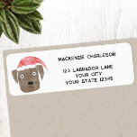 Fun Christmas Dog Personalized Return Address<br><div class="desc">An adorable watercolor painting of a brown dog in a Christmas Santa hat. Perfect for animal lovers.  Original art by Nic Squirrell. 
Change the name and address to customize.</div>