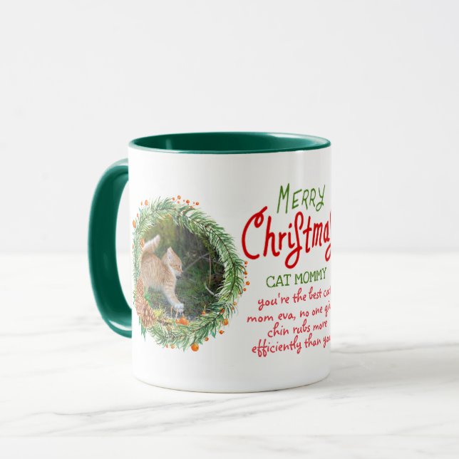 Fun Christmas For Cat Moms - Add 2 Photos and Text Mug (Front Left)