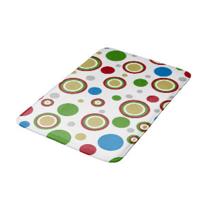 Fun Christmas Geometric Red Green Blue Bath Mat