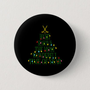 Fun Christmas Hockey - Most Wonderful Time of Year 2 Inch Round Button